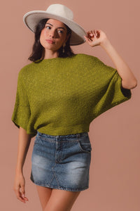 Dolman Boat Neck Knit Sweater