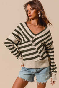 Striped Overlapped Sweater