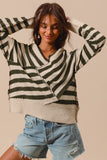 Striped Overlapped Sweater