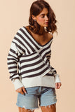 Striped Overlapped Sweater