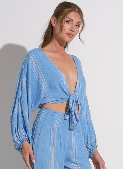 Blue Skies Tie Front Top