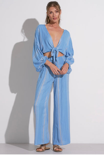 Blue Skies Tie Front Top