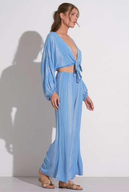 Blue Skies Tie Front Top