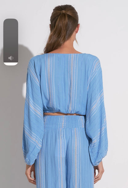 Blue Skies Tie Front Top