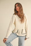 Wide Ribbed Stitch Detail Sweater