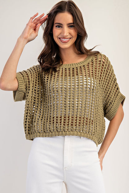 Cute in Crochet Knit Cropped Sweater