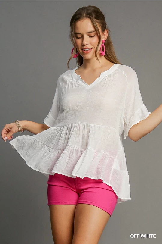 Bell Sleeve Ruffled Top