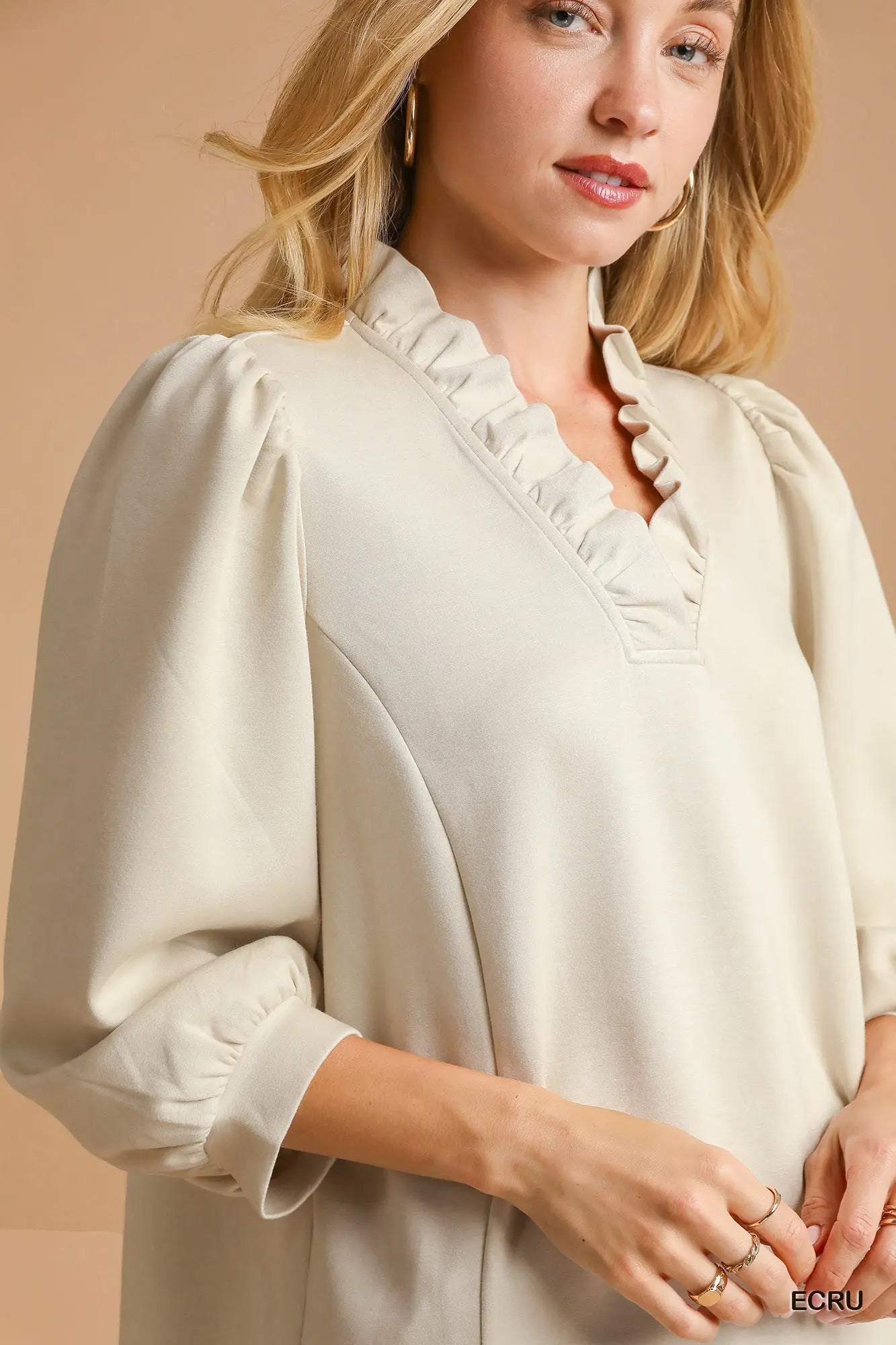 LuxeKnit Ruffle Neck Top