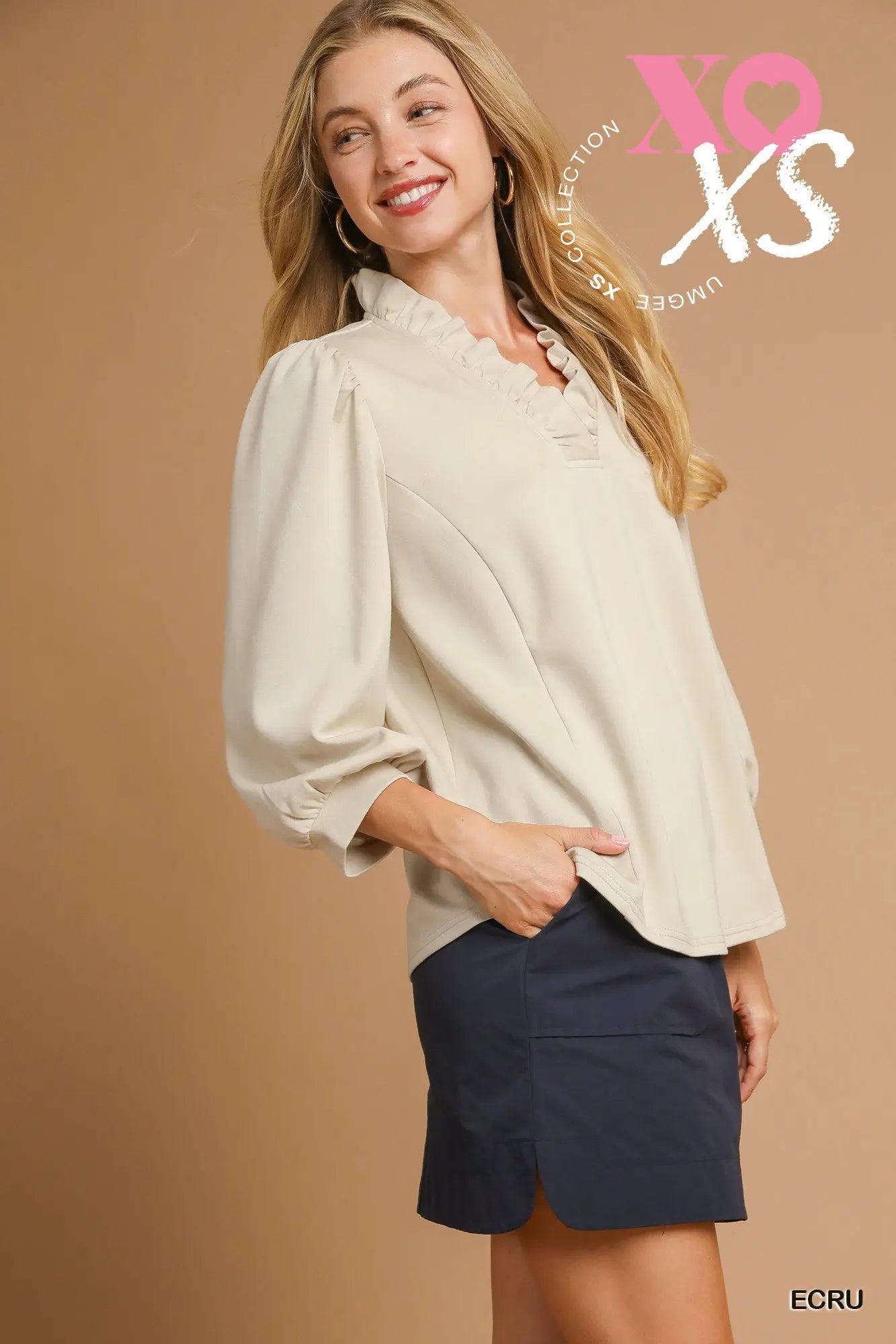 LuxeKnit Ruffle Neck Top