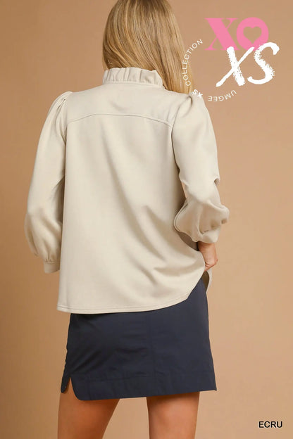 LuxeKnit Ruffle Neck Top