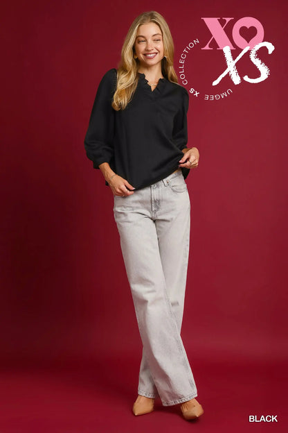 LuxeKnit Ruffle Neck Top