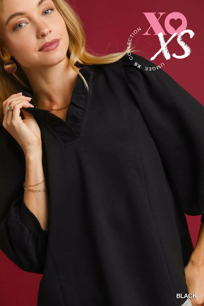 LuxeKnit Ruffle Neck Top