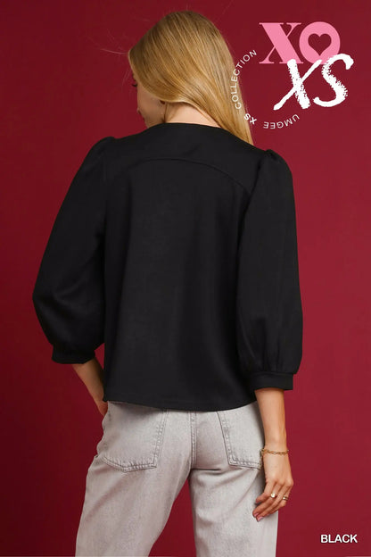 LuxeKnit Ruffle Neck Top