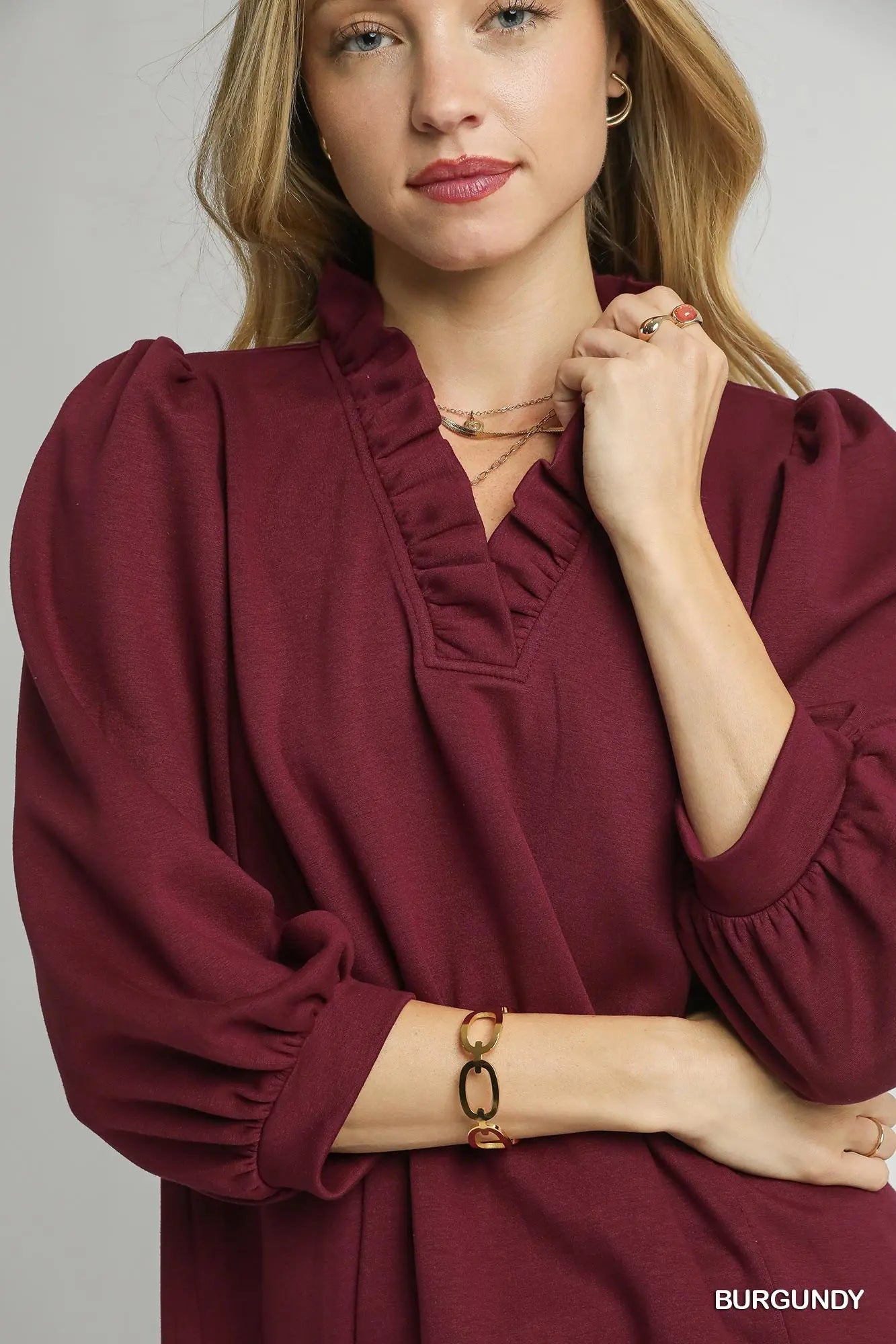 LuxeKnit Ruffle Neck Top