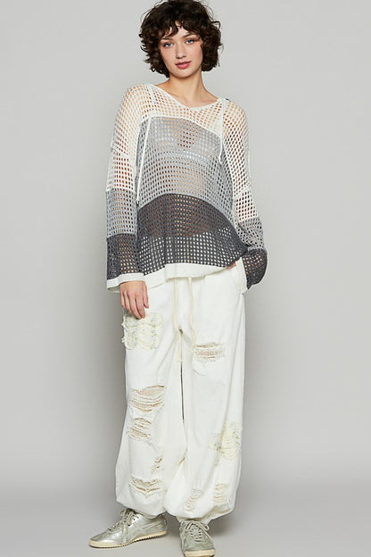 Knit Color Block Hoodie