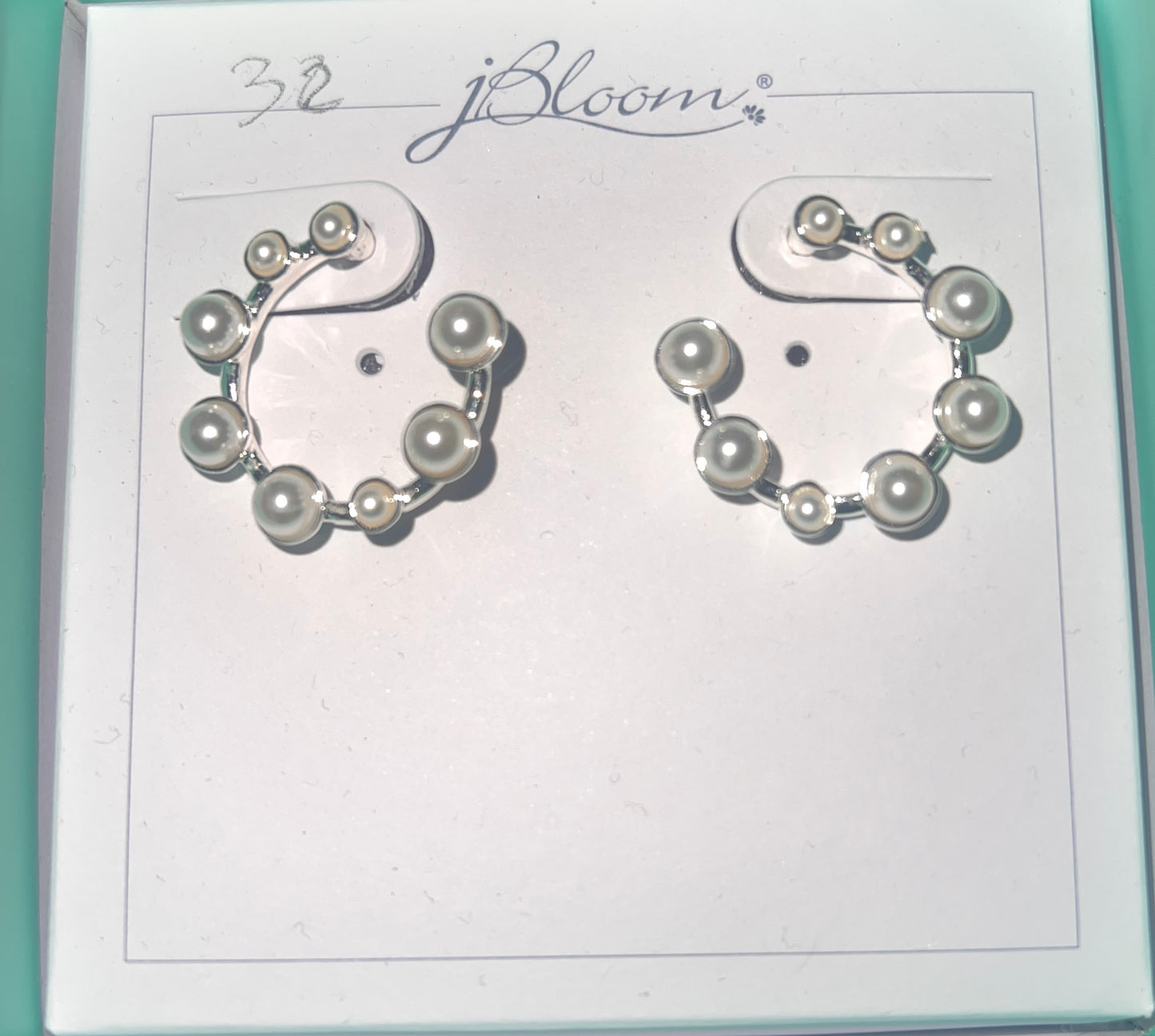 JBloom Eliza Silver & Pearl Hoops