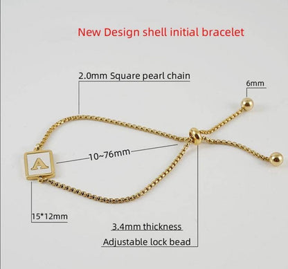 Stainless Steel Initial Slide Bracelet