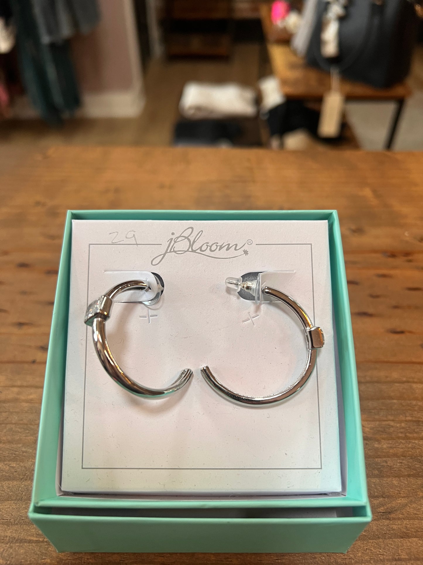 jBloom Silver Hoop & Crystal Earrings