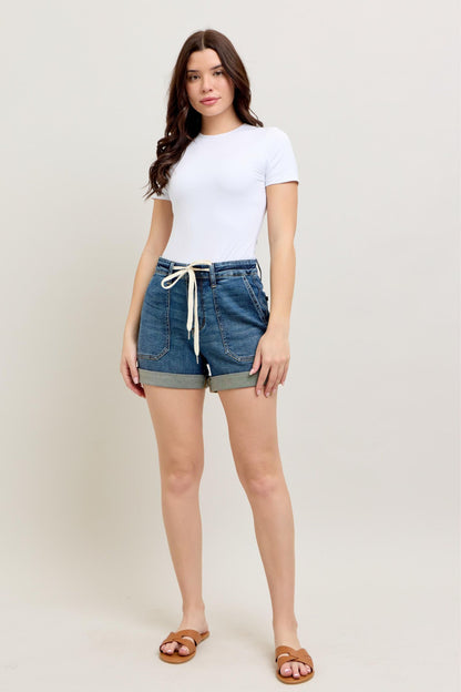 Judy Blue HW Cuff Jogger Shorts