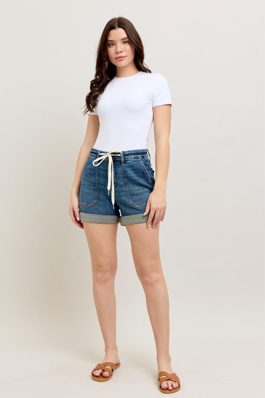Judy Blue HW Cuff Jogger Shorts