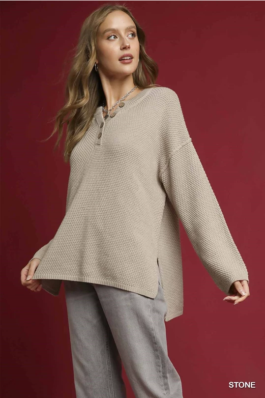 HOT in Henley Knit Sweater