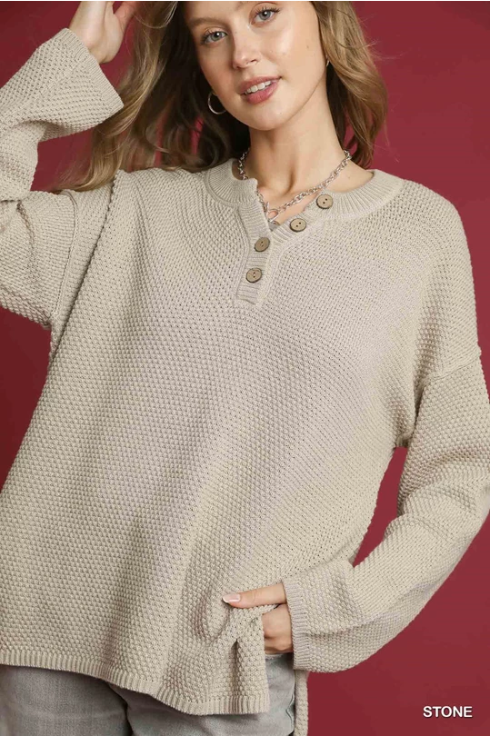 HOT in Henley Knit Sweater