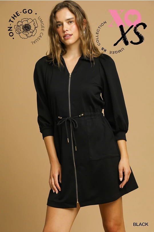 Luxeknit Zip & Cinch Waist Mini Dress