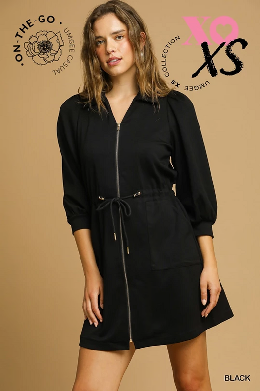 Luxeknit Zip & Cinch Waist Mini Dress