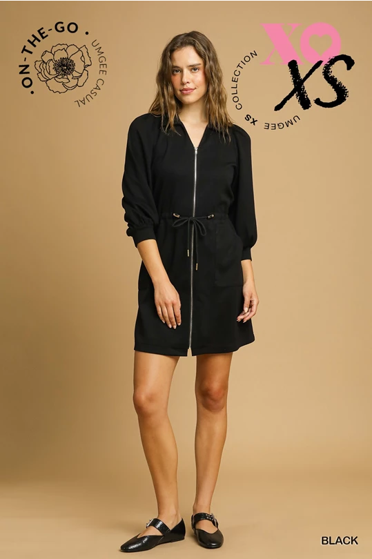 Luxeknit Zip & Cinch Waist Mini Dress