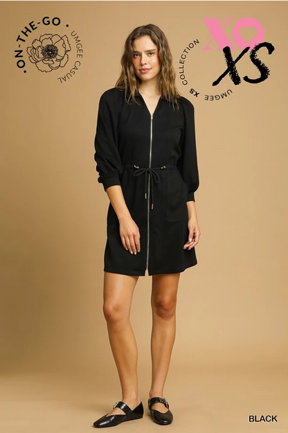 Luxeknit Zip & Cinch Waist Mini Dress