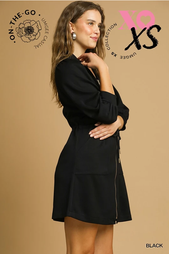 Luxeknit Zip & Cinch Waist Mini Dress