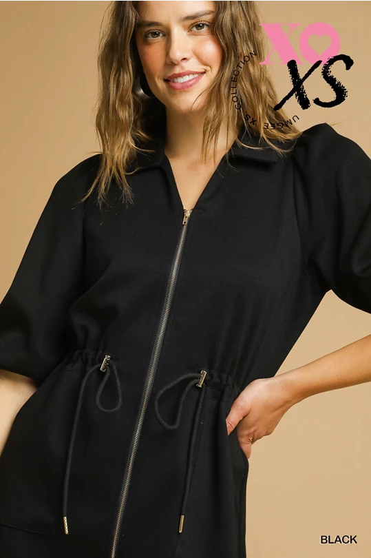 Luxeknit Zip & Cinch Waist Mini Dress