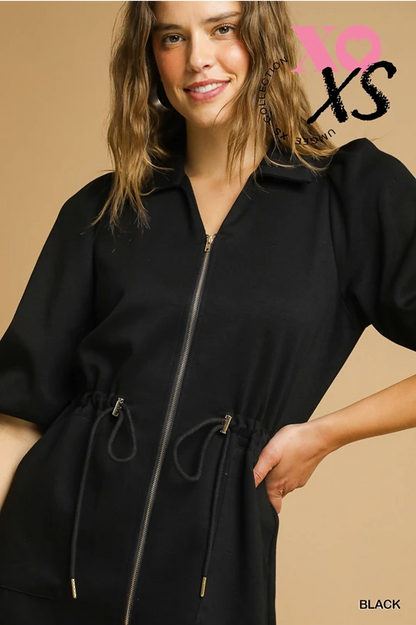 Luxeknit Zip & Cinch Waist Mini Dress