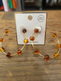 Brown Bead Gold Hoops