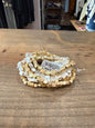 Silver & Gold Square Bead Stretch Bracelets (set of 7)