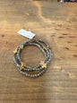 Gray Bead Gold Cross Bead Stretch Bracelets (set of 3)