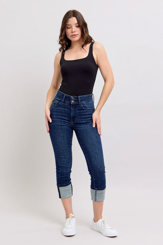 Judy Blue HW Double Button Capri