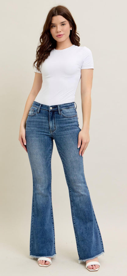 Judy Blue Vintage Wash Flare Fray Hem