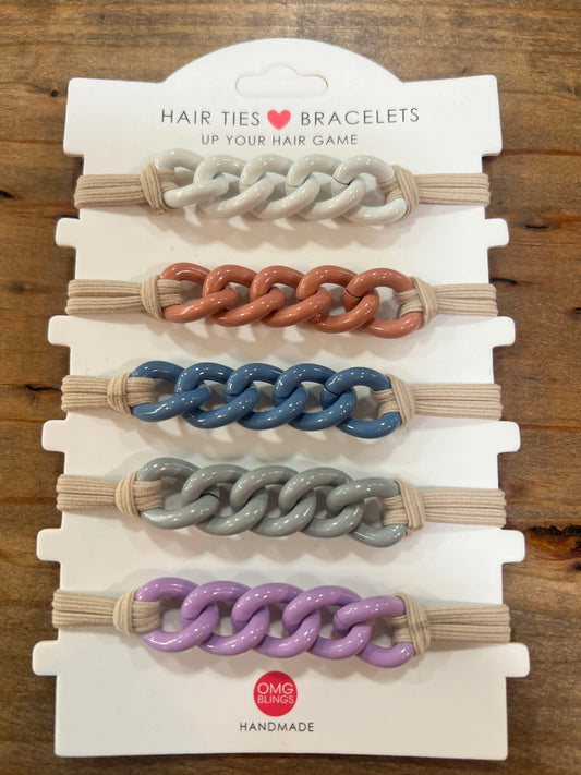 5pc Enamel Hair Tie Bracelet