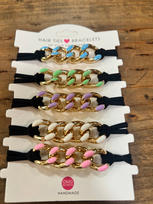 5pc Gold Hair Tie Bracelet