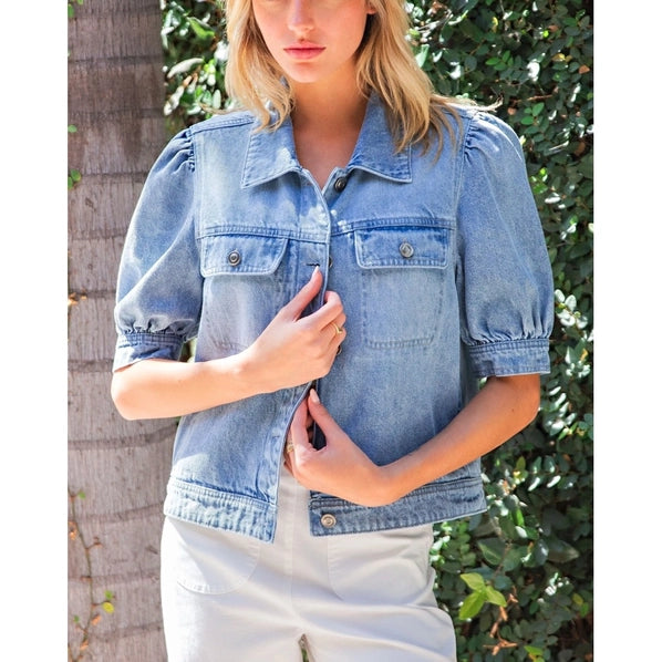 Short Puff Sleeve Denim Jacket