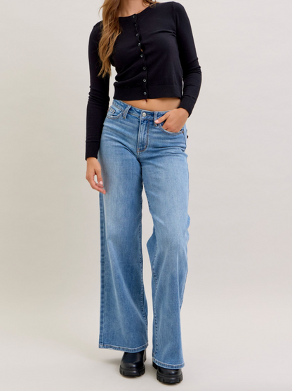 Judy Blue Mid Rise Retro Wide Leg