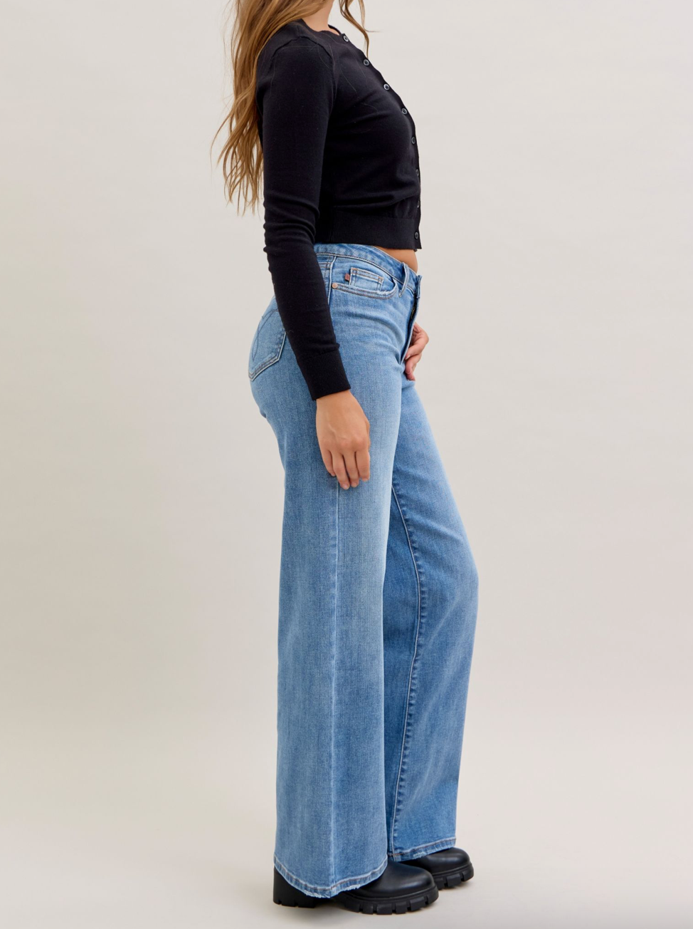Judy Blue Mid Rise Retro Wide Leg
