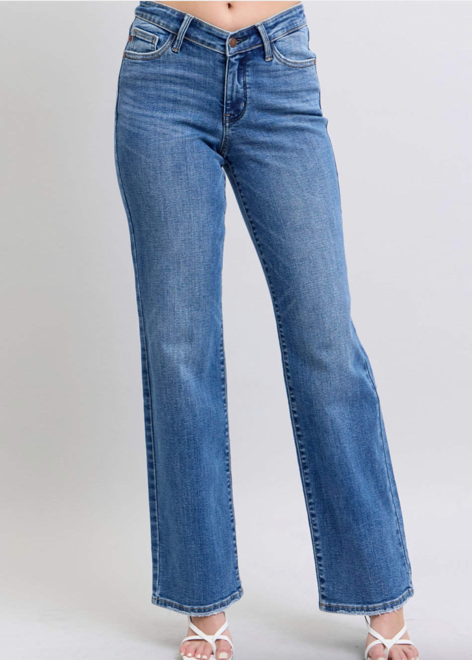 Judy Blue HW V-Front WB Vintage Wash Straight Fit