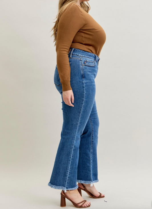 Judy Blue HW Double Button WB & Frey Hem