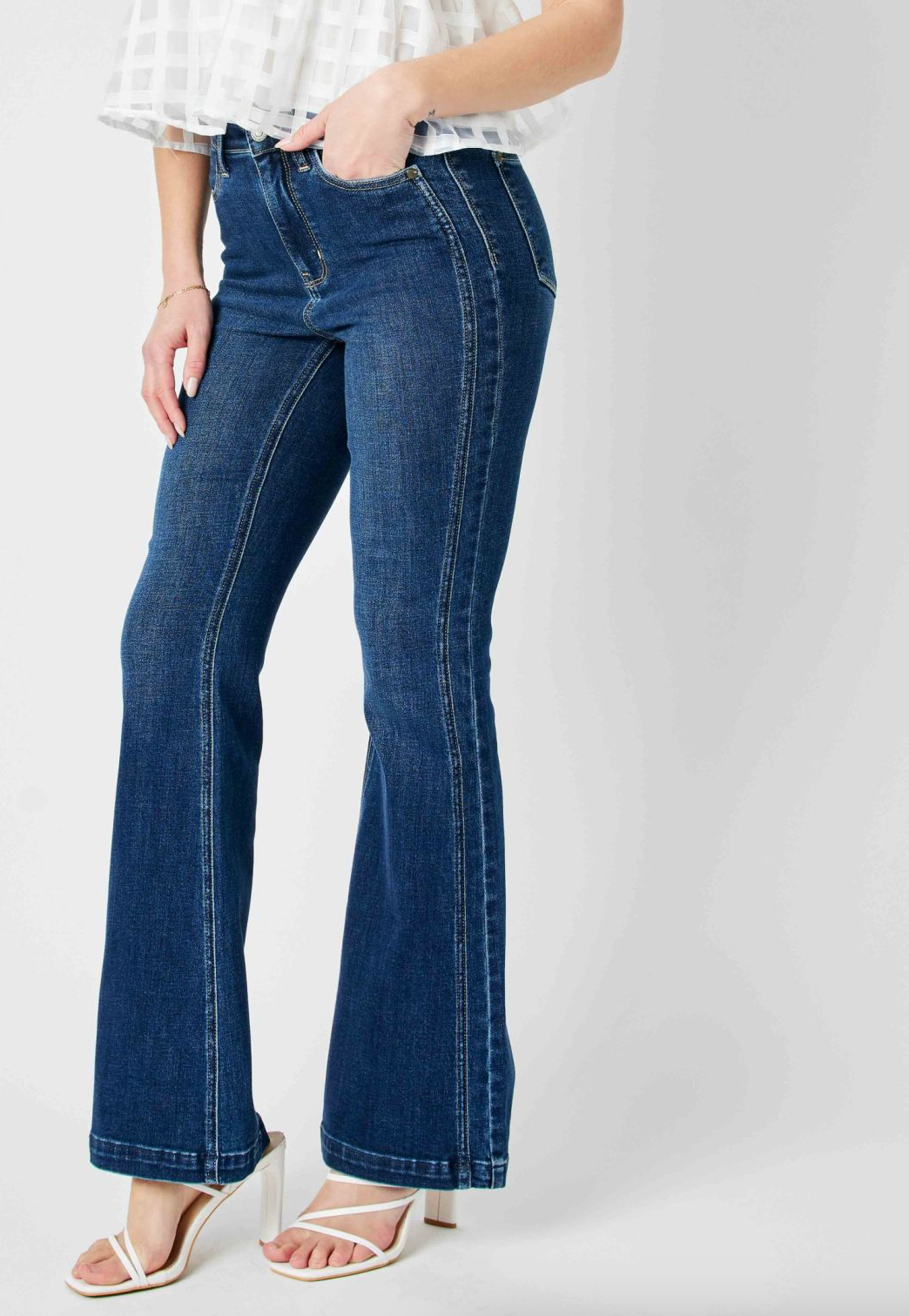 Judy Blue HIGH WAIST ANGLED SIDE SEAM DETAIL FLARE