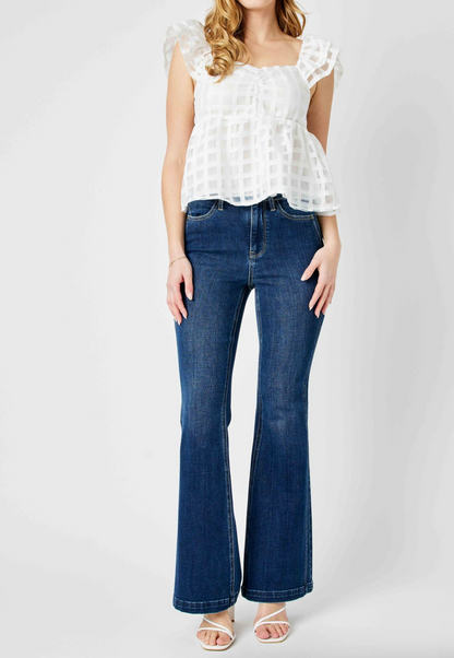 Judy Blue HIGH WAIST ANGLED SIDE SEAM DETAIL FLARE