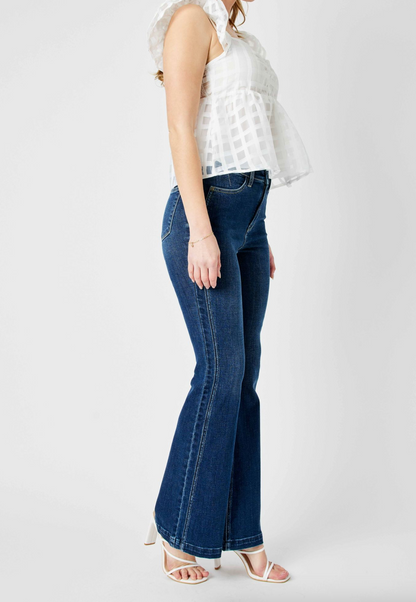Judy Blue HIGH WAIST ANGLED SIDE SEAM DETAIL FLARE