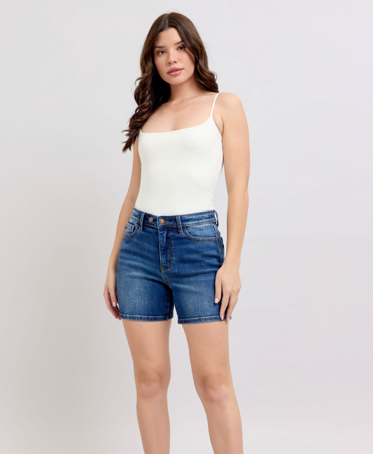 Judy Blue 2 Button Mid Length Dad Shorts