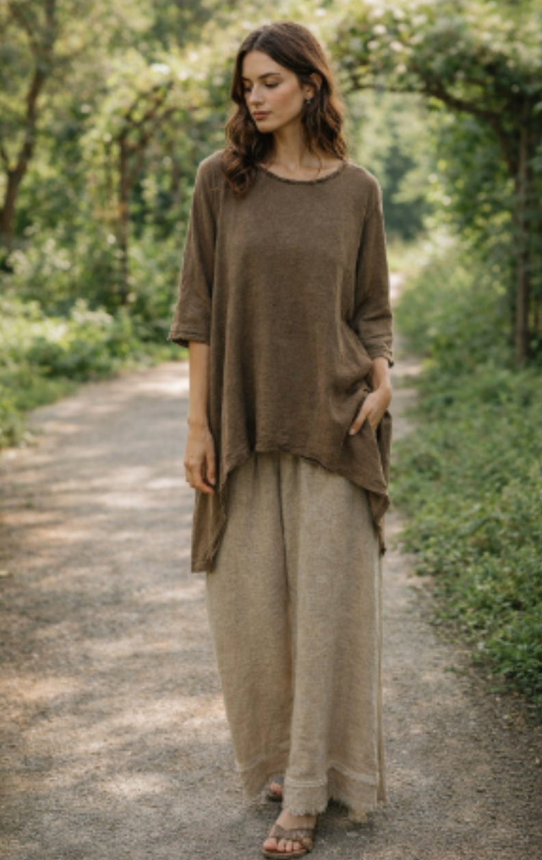 Long Frayed Gauze Pants